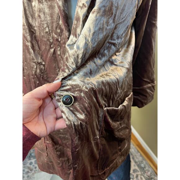 Anthropologie Cartonnier Champagne Velvet Long Blazer Jacket Size M - Picture 4 of 6